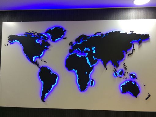  ışıklı iç dekor dünya haritası